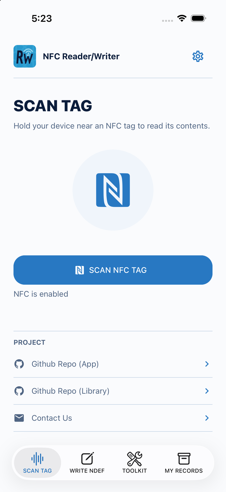 iOS scan screen